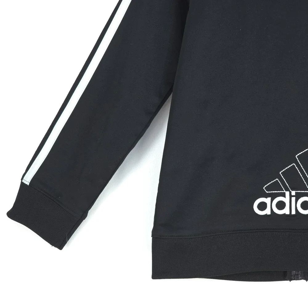 Adidas Tricot‎ Jacket Boys 6 Long Sleeve Big Logo 3 Stripe Center Activewear